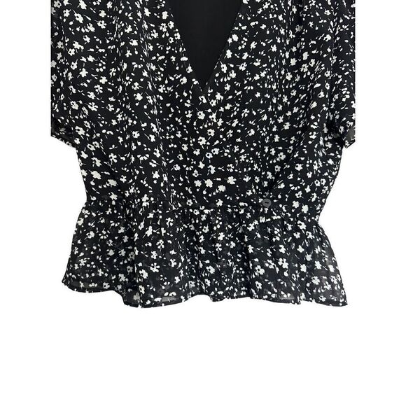 Allsaints Black Floral Surplice Ilia Pippa Wrap Top size 2 - Picture 5 of 8